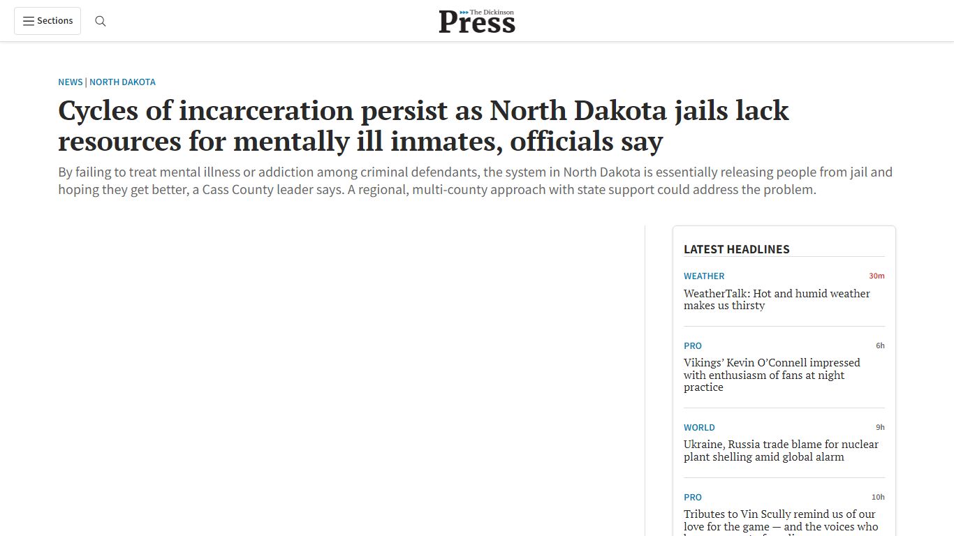 Cycles of incarceration persist as North Dakota jails lack ...