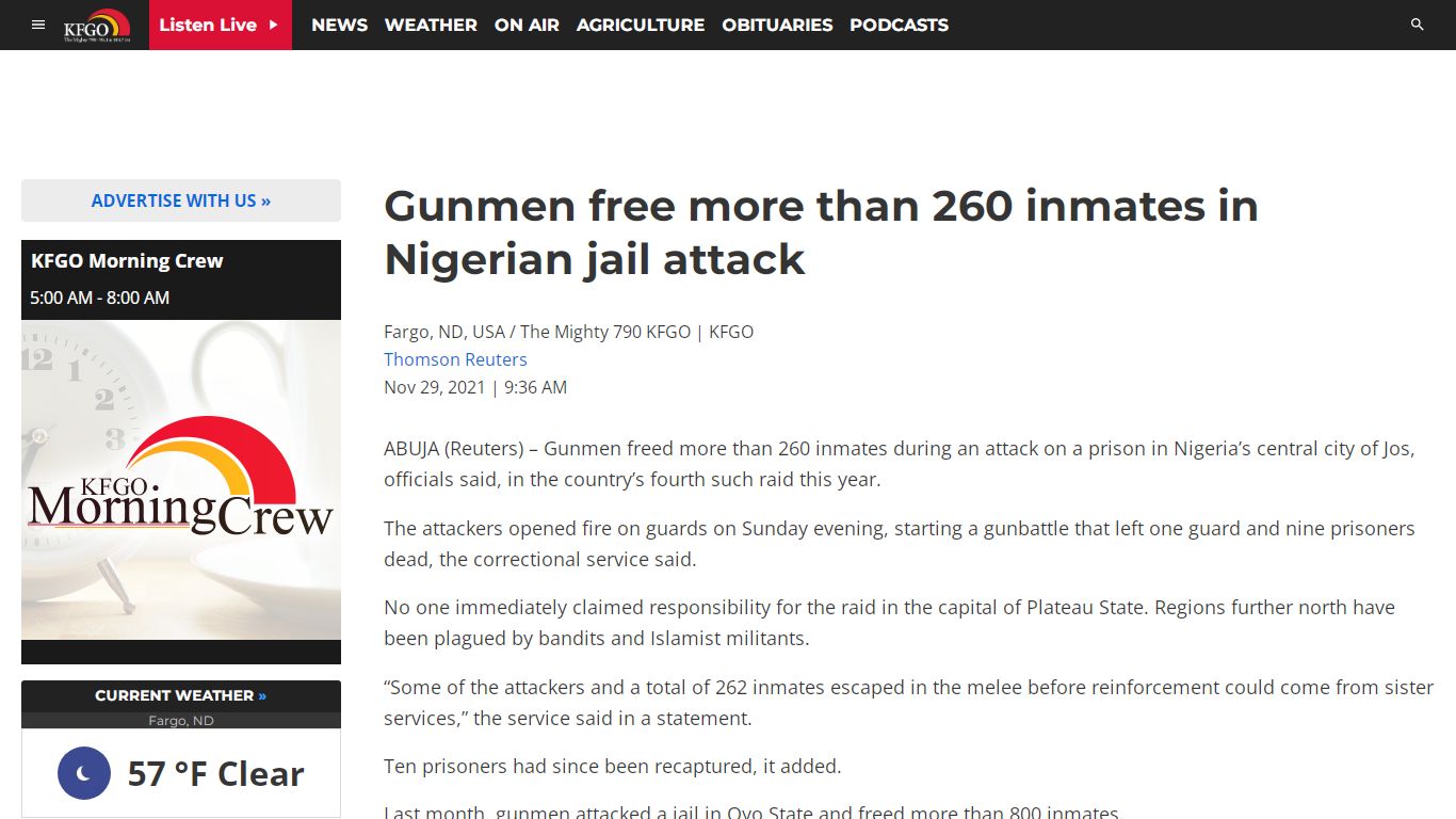 Gunmen free more than 260 inmates in Nigerian jail attack ...